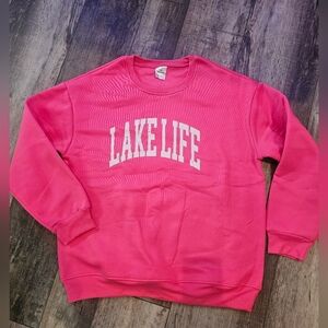 New! Lake Life Pink Soft Sweatshirt Medium